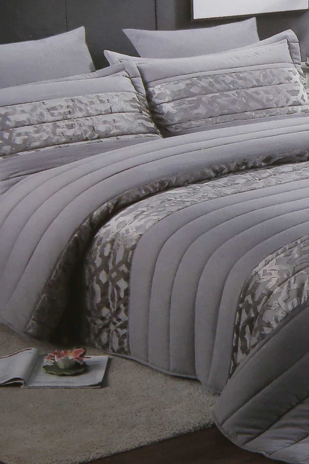 Redtag-Grey-3-Piece-Cut-Velvet-Bedspread-Set-(Double-Size)-Category:Bedspreads,-Colour:Grey,-Deals:New-In,-Filter:Home-Bedroom,-HMW-BED-Bedspreads,-New-In-HMW-BED,-Non-Sale,-Section:Homewares,-W22A-Home-Bedroom-