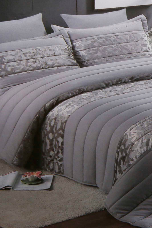 Redtag-Grey-3-Piece-Cut-Velvet-Bedspread-Set-(Double-Size)-Category:Bedspreads,-Colour:Grey,-Deals:New-In,-Filter:Home-Bedroom,-HMW-BED-Bedspreads,-New-In-HMW-BED,-Non-Sale,-Section:Homewares,-W22A-Home-Bedroom-