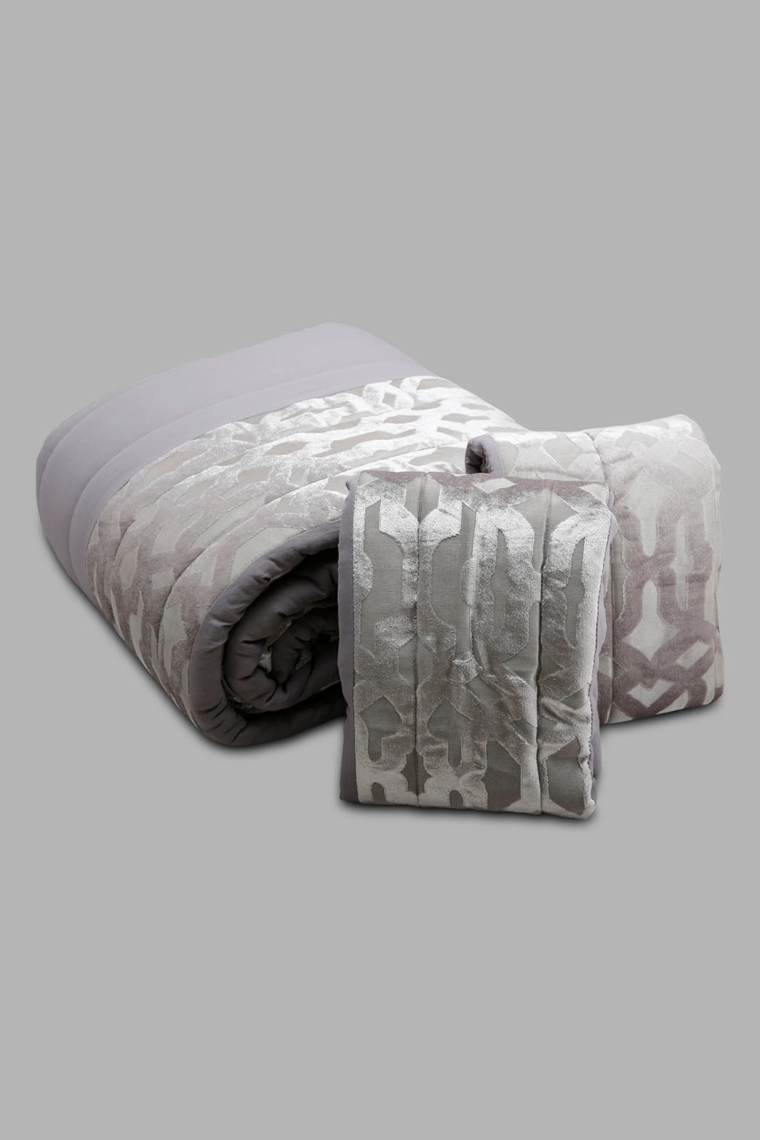 Redtag-Grey-3-Piece-Cut-Velvet-Bedspread-Set-(Double-Size)-Category:Bedspreads,-Colour:Grey,-Deals:New-In,-Filter:Home-Bedroom,-HMW-BED-Bedspreads,-New-In-HMW-BED,-Non-Sale,-Section:Homewares,-W22A-Home-Bedroom-