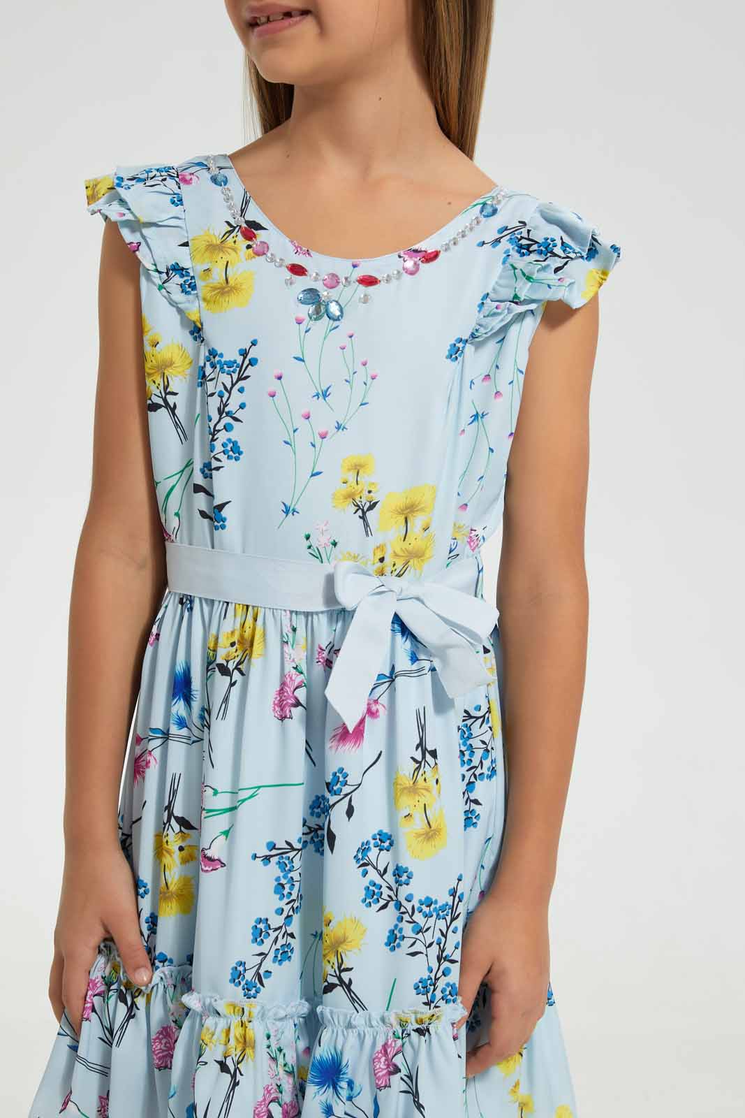 Redtag-Multi-Colored-Floral-Aop-Dress-Dresses-Girls-2 to 8 Years