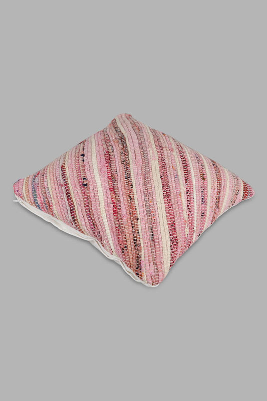 Redtag-Multi-Colour-Handwoven-Chindi-Cushion-Category:Cushions,-Colour:Multicolour,-Deals:New-In,-Filter:Home-Bedroom,-HMW-BED-Cushions,-Naya,-New-In-HMW-BED,-Non-Sale,-Section:Homewares,-W22O-Home-Bedroom-