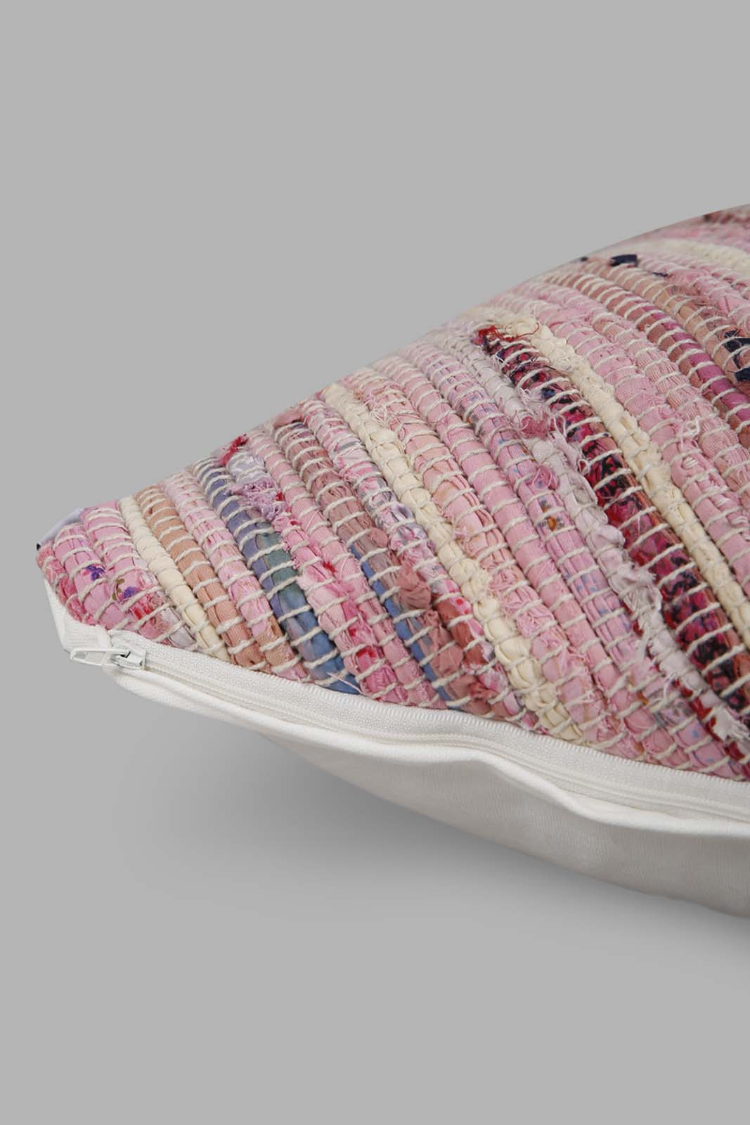 Redtag-Multi-Colour-Handwoven-Chindi-Cushion-Category:Cushions,-Colour:Multicolour,-Deals:New-In,-Filter:Home-Bedroom,-HMW-BED-Cushions,-Naya,-New-In-HMW-BED,-Non-Sale,-Section:Homewares,-W22O-Home-Bedroom-