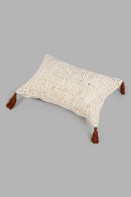 Redtag-Ivory-Multi-Coloured-Stiches-Cushion-Category:Cushions,-Colour:Ivory,-Deals:New-In,-Filter:Home-Bedroom,-Harmony,-HMW-BED-Cushions,-New-In-HMW-BED,-Non-Sale,-Section:Homewares,-W22O-Home-Bedroom-