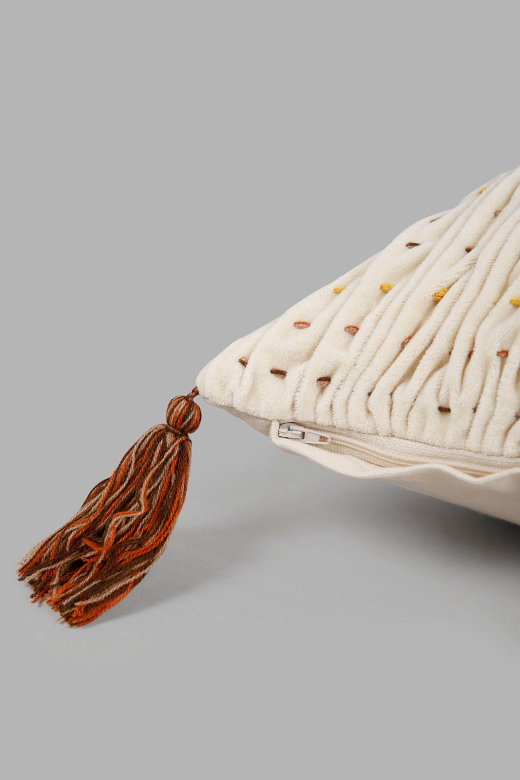 Redtag-Ivory-Multi-Coloured-Stiches-Cushion-Category:Cushions,-Colour:Ivory,-Deals:New-In,-Filter:Home-Bedroom,-Harmony,-HMW-BED-Cushions,-New-In-HMW-BED,-Non-Sale,-Section:Homewares,-W22O-Home-Bedroom-