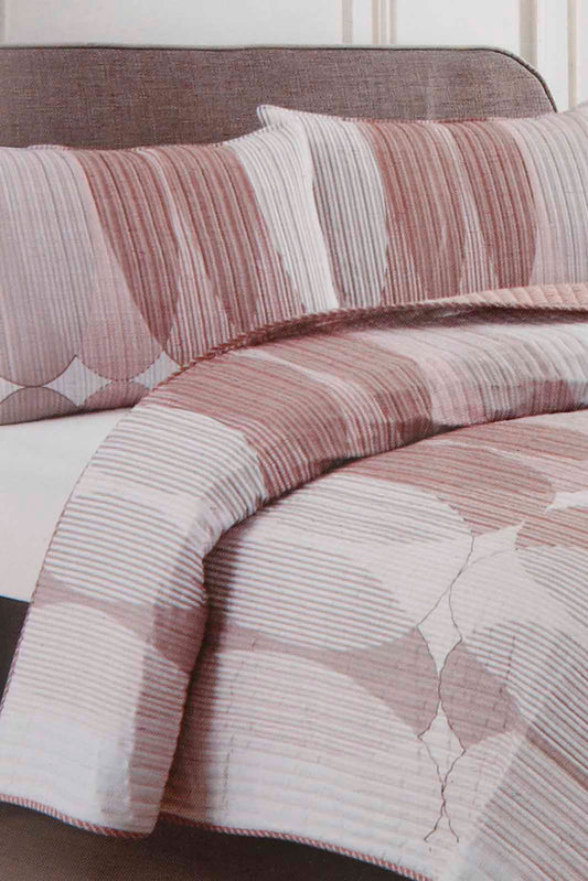 Redtag-Pink-3-Piece-Geometric-Printed-Quilt-Set-(Double-Size)-Category:Quilts,-Colour:Pink,-Deals:New-In,-Filter:Home-Bedroom,-HMW-BED-Quilts,-New-In-HMW-BED,-Non-Sale,-Section:Homewares,-W22A-Home-Bedroom-