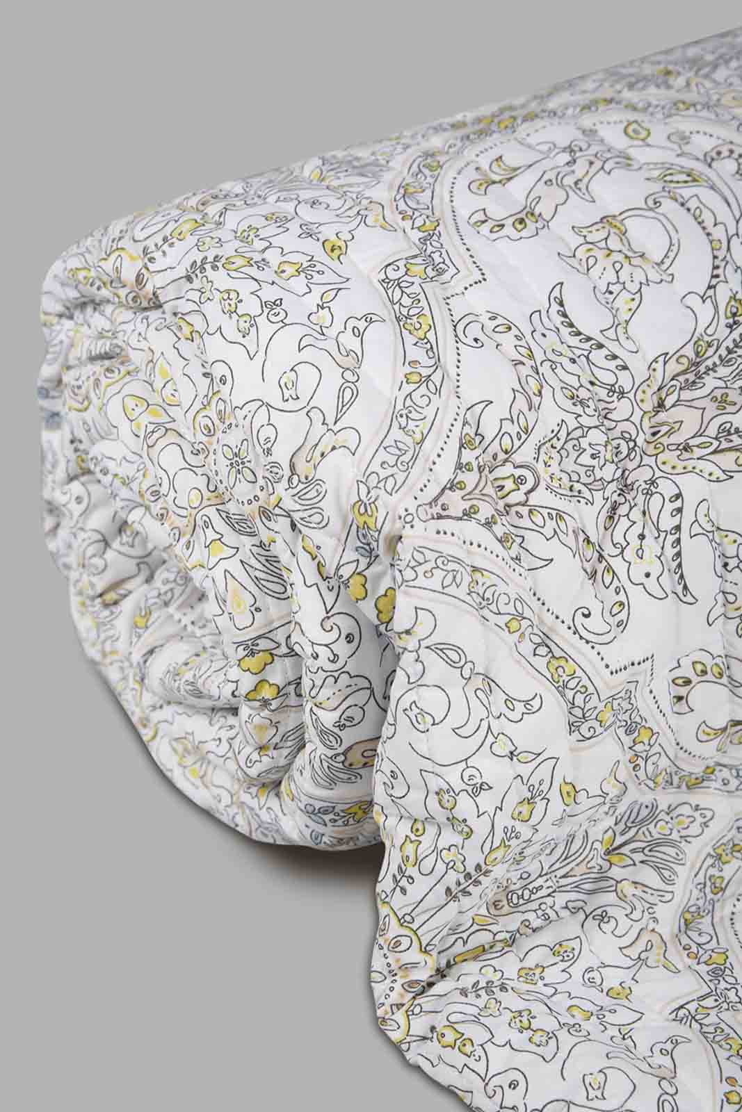 Redtag-Beige-3-Piece-Geometric-Printed-Quilt-Set-(Single-Size)-Category:Quilts,-Colour:Beige,-Deals:New-In,-Filter:Home-Bedroom,-HMW-BED-Quilts,-New-In-HMW-BED,-Non-Sale,-Section:Homewares,-W22A-Home-Bedroom-
