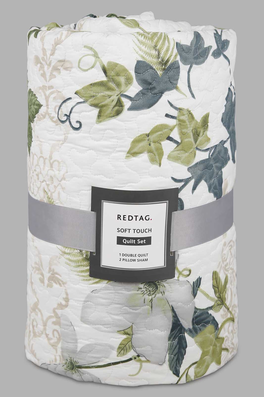 Redtag-Brown-3-Piece-Geometric-Printed-Quilt-Set-(Double-Size)-Category:Quilts,-Colour:Brown,-Deals:New-In,-Filter:Home-Bedroom,-HMW-BED-Quilts,-New-In-HMW-BED,-Non-Sale,-Section:Homewares,-W22A-Home-Bedroom-