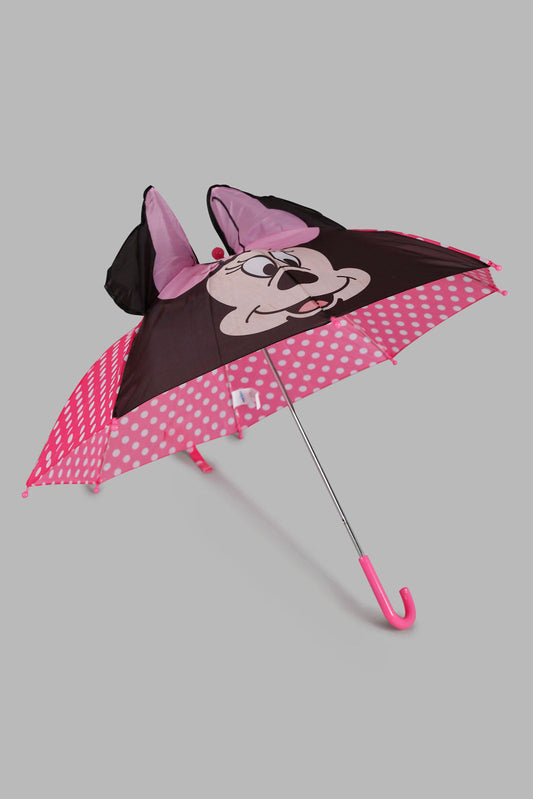 Redtag-Minnie-Kids-3D-Umbrella-Category:Umbrellas,-Colour:Pink,-Filter:Travel-Accessories,-IMP-Umbrellas,-New-In,-New-In-IMP-ACC,-Non-Sale,-Section:Girls-(0-to-14Yrs),-W22O-Travel-Accessories-