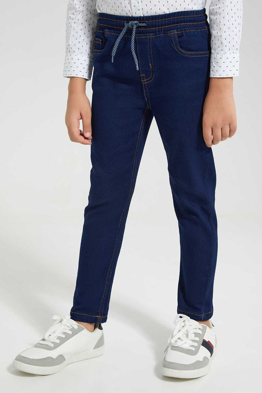 Redtag-Dark-Wash-Elasticated-Waist-Jean-365,-BOY-Jeans,-Category:Jeans,-Colour:Dark-Wash,-Deals:New-In,-Filter:Boys-(2-to-8-Yrs),-New-In-BOY-APL,-Non-Sale,-Section:Boys-(0-to-14Yrs),-TBL-Boys-