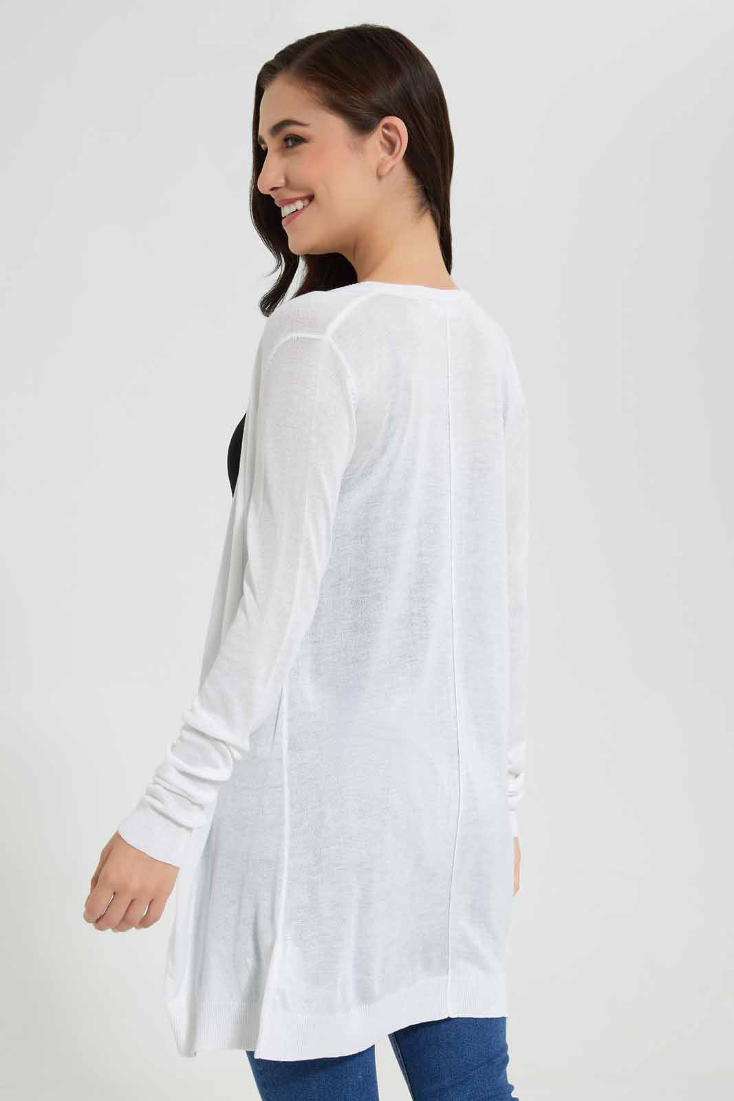Redtag-White-Long-Sleeves-Cardigan-Category:Cardigans,-Colour:White,-Deals:New-In,-Filter:Women's-Clothing,-New-In-Women,-Non-Sale,-Section:Women,-TBL,-W22O,-Women-Cardigans-Women's-
