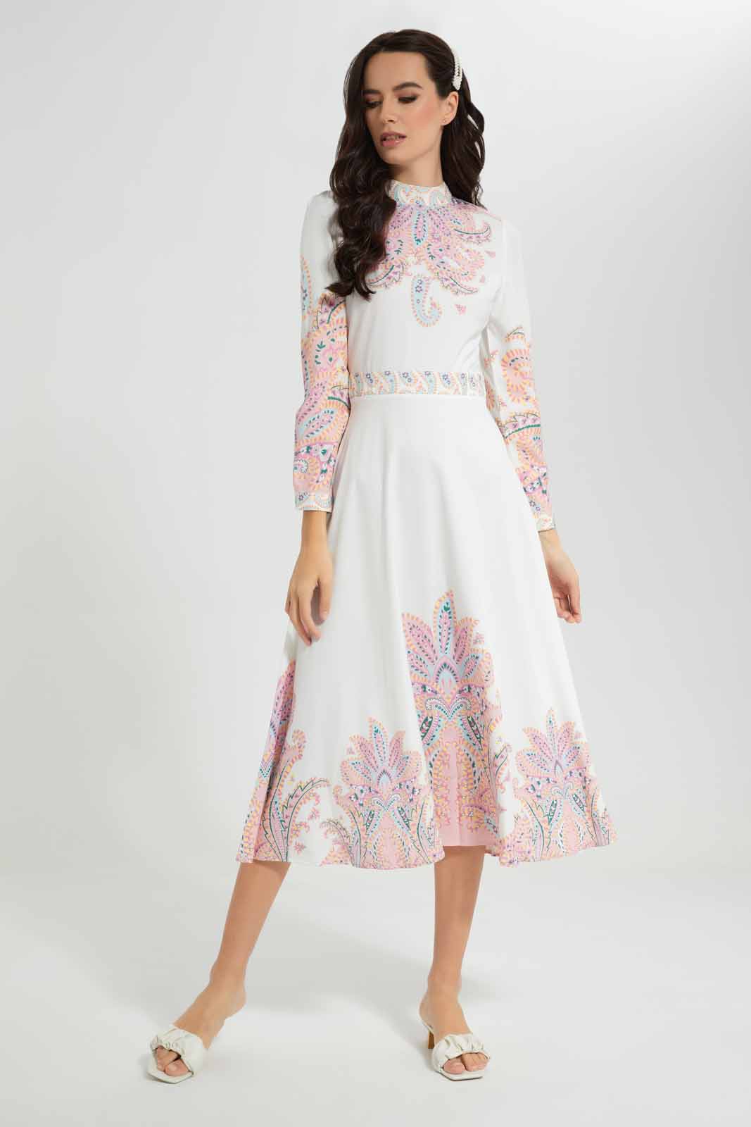 Redtag-Assorted-Long-Sleeves-Dress-With-Chinese-Collar-Category:Dresses,-Colour:Assorted,-Deals:New-In,-Filter:Women's-Clothing,-New-In-Women-APL,-Non-Sale,-Section:Women,-W22O,-Women-Dresses-Women's-