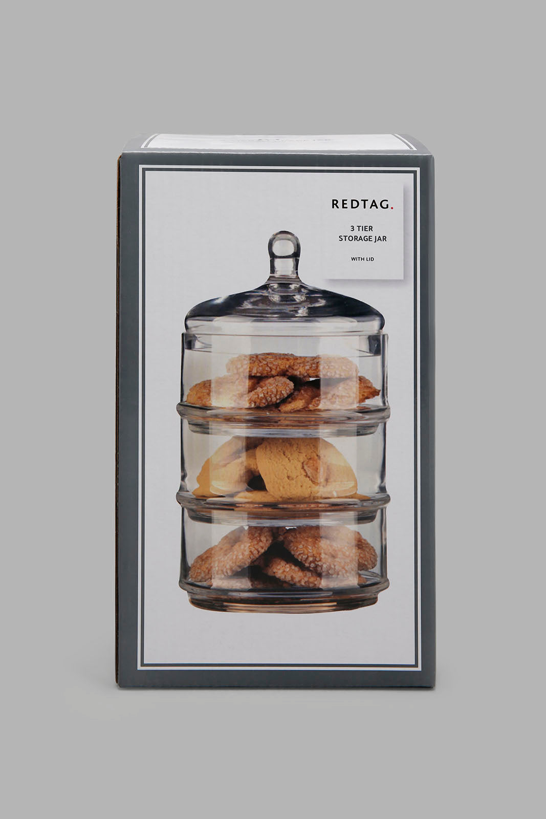 Redtag-Clear-Glass-Partition-Storage-Jar-With-Lid-Category:Canisters-And-Jars,-Colour:Na,-Deals:New-In,-Filter:Home-Dining,-HMW-DIN-Storage,-New-In-HMW-DIN,-Non-Sale,-Section:Homewares,-W22O-Home-Dining-