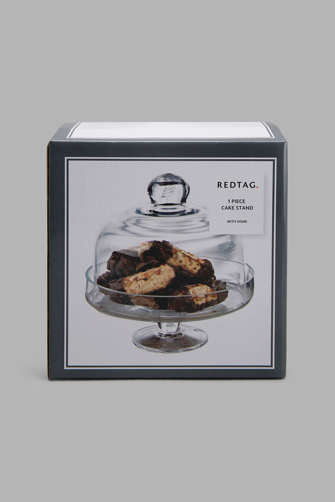 Redtag-Clear-Glass-Cake-Stand-With-Dome-Category:Bakeware,-Colour:Na,-Deals:New-In,-Filter:Home-Dining,-HMW-DIN-Storage,-New-In-HMW-DIN,-Non-Sale,-Section:Homewares,-W22O-Home-Dining-