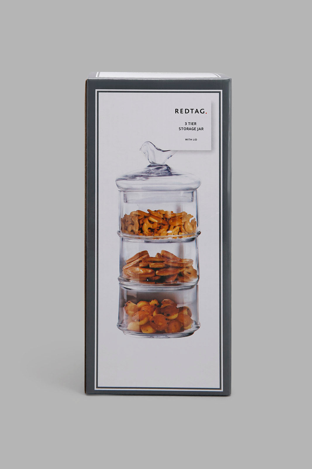 Redtag-Clear-Glass-Partition-Storage-Jar-With-Bird-Lid-Category:Canisters-And-Jars,-Colour:Na,-Deals:New-In,-Filter:Home-Dining,-HMW-DIN-Storage,-New-In-HMW-DIN,-Non-Sale,-Section:Homewares,-W22O-Home-Dining-