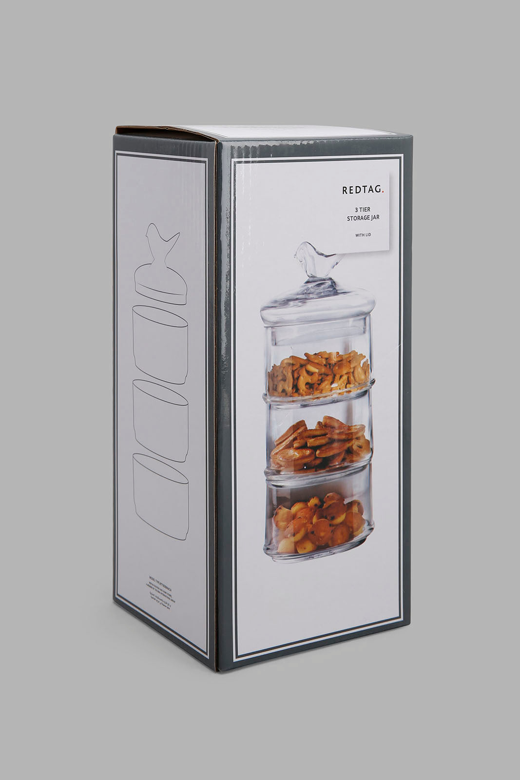Redtag-Clear-Glass-Partition-Storage-Jar-With-Bird-Lid-Category:Canisters-And-Jars,-Colour:Na,-Deals:New-In,-Filter:Home-Dining,-HMW-DIN-Storage,-New-In-HMW-DIN,-Non-Sale,-Section:Homewares,-W22O-Home-Dining-