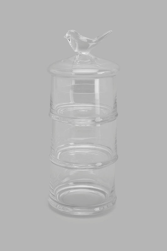 Redtag-Clear-Glass-Partition-Storage-Jar-With-Bird-Lid-Category:Canisters-And-Jars,-Colour:Na,-Deals:New-In,-Filter:Home-Dining,-HMW-DIN-Storage,-New-In-HMW-DIN,-Non-Sale,-Section:Homewares,-W22O-Home-Dining-