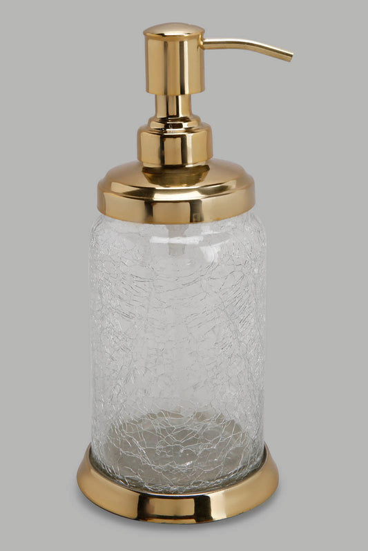 Redtag-Gold-Crackle-Glass-Lotion-Dispenser-Category:Toiletry-Sets,-Colour:Gold,-Deals:New-In,-Filter:Home-Bathroom,-HMW-BAC-Bath-Accessories,-New-In-HMW-BAC,-Non-Sale,-Section:Homewares,-W22B-Home-Bathroom-