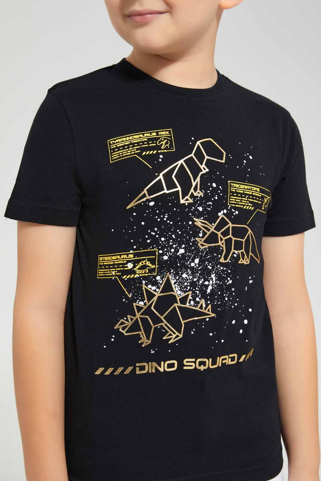 Redtag-Black-Dino-Squad-T-Shirt-BOY-T-Shirts,-Category:T-Shirts,-Colour:Black,-Deals:New-In,-EID,-Filter:Boys-(2-to-8-Yrs),-New-In-BOY-APL,-Non-Sale,-Section:Boys-(0-to-14Yrs),-W22O-Boys-2 to 8 Years