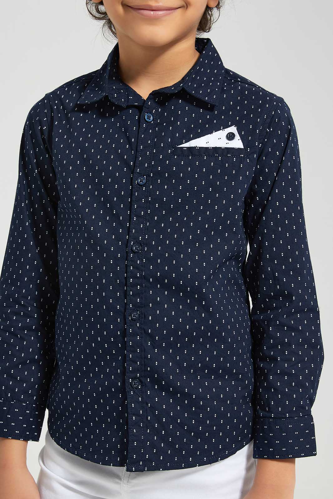 Redtag-Navy-Printed-Shirt-BOY-Shirts,-Category:Shirts,-Colour:Navy,-Deals:New-In,-EID,-Filter:Boys-(2-to-8-Yrs),-New-In-BOY-APL,-Non-Sale,-Section:Boys-(0-to-14Yrs),-W22O-Boys-2 to 8 Years