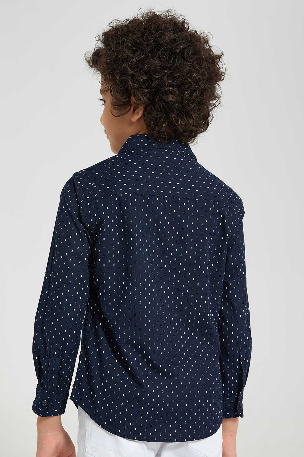 Redtag-Navy-Printed-Shirt-BOY-Shirts,-Category:Shirts,-Colour:Navy,-Deals:New-In,-EID,-Filter:Boys-(2-to-8-Yrs),-New-In-BOY-APL,-Non-Sale,-Section:Boys-(0-to-14Yrs),-W22O-Boys-2 to 8 Years