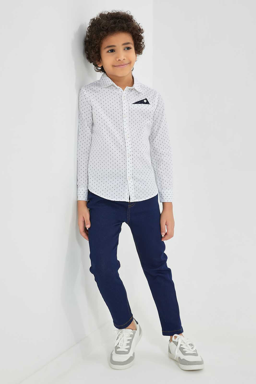 Redtag-White-Printed-Shirt-BOY-Shirts,-Category:Shirts,-Colour:White,-Deals:New-In,-EID,-Filter:Boys-(2-to-8-Yrs),-New-In-BOY-APL,-Non-Sale,-Section:Boys-(0-to-14Yrs),-W22O-Boys-2 to 8 Years