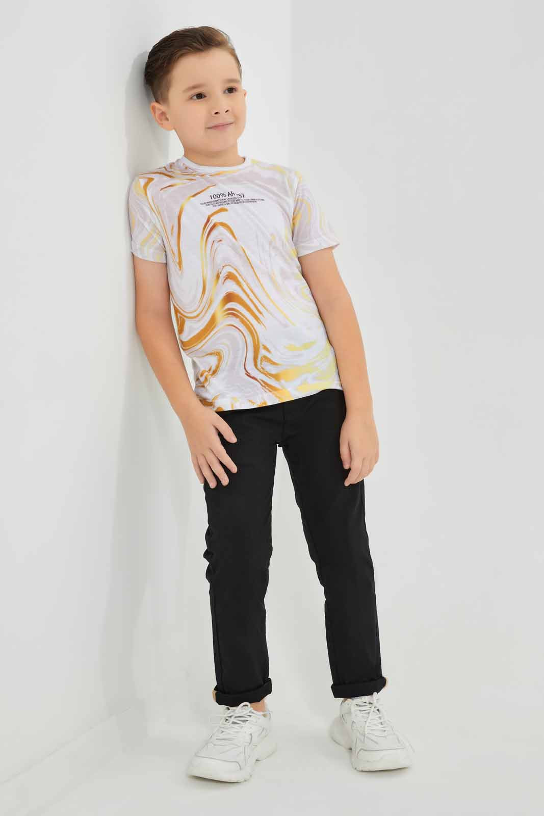 Redtag-White-Swirl-T-Shirt-BOY-T-Shirts,-Category:T-Shirts,-Colour:White,-Deals:New-In,-EID,-Filter:Boys-(2-to-8-Yrs),-New-In-BOY-APL,-Non-Sale,-Section:Boys-(0-to-14Yrs),-W22O-Boys-2 to 8 Years
