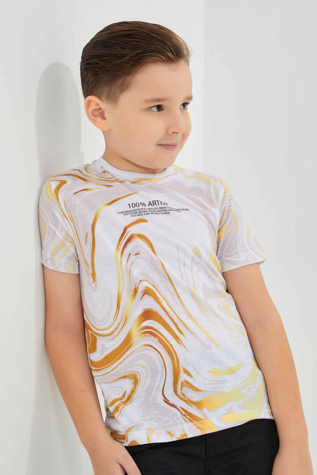 Redtag-White-Swirl-T-Shirt-BOY-T-Shirts,-Category:T-Shirts,-Colour:White,-Deals:New-In,-EID,-Filter:Boys-(2-to-8-Yrs),-New-In-BOY-APL,-Non-Sale,-Section:Boys-(0-to-14Yrs),-W22O-Boys-2 to 8 Years