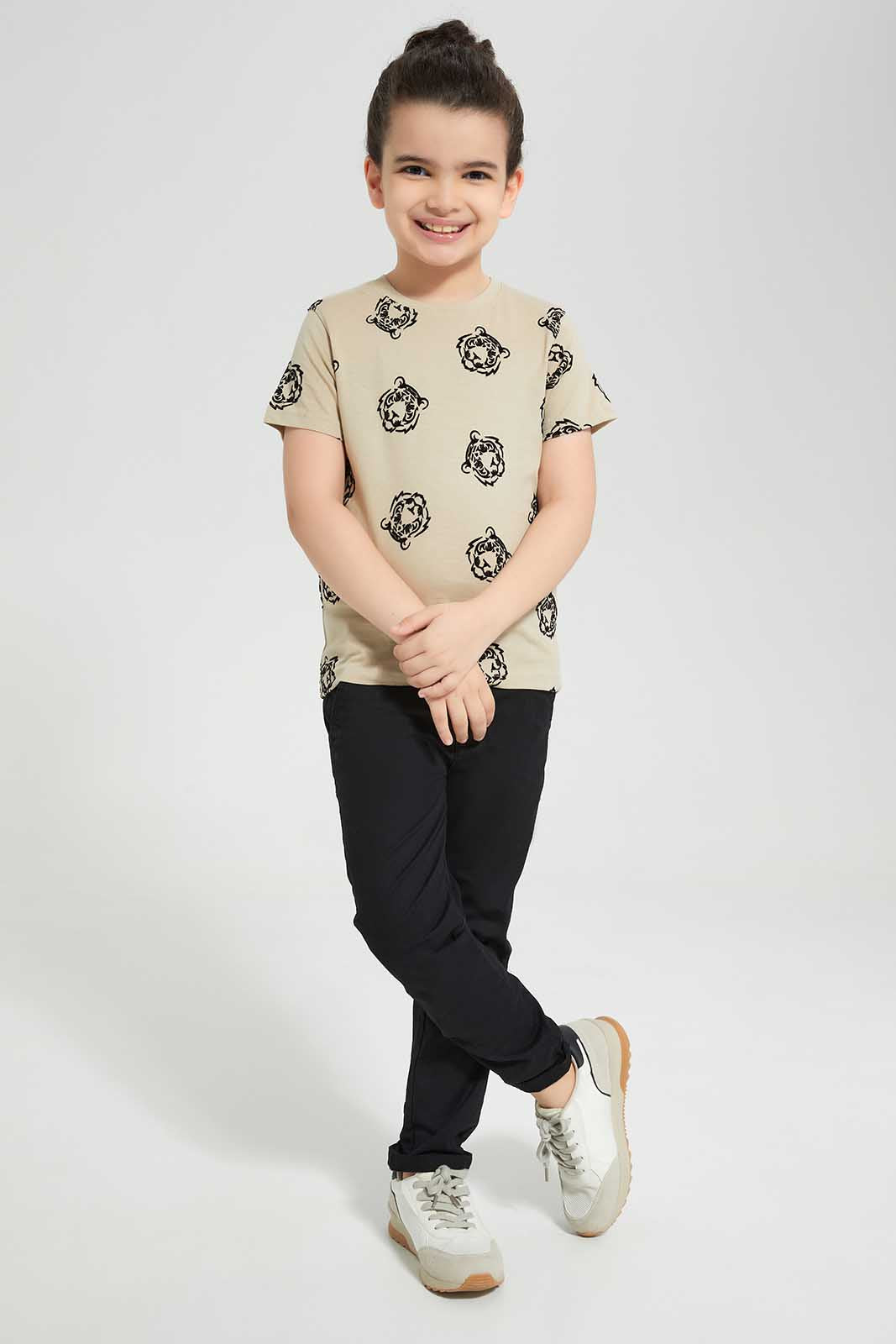 Redtag-Beige-Flock-T-Shirt-BOY-T-Shirts,-Category:T-Shirts,-Colour:Beige,-Deals:New-In,-EID,-Filter:Boys-(2-to-8-Yrs),-New-In-BOY-APL,-Non-Sale,-Section:Boys-(0-to-14Yrs),-W22O-Boys-2 to 8 Years