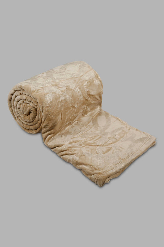 Redtag-Beige-Carved-&-Gold-Foil-Blanket-(Double-Size)-Category:Blankets,-Colour:Beige,-Deals:New-In,-Filter:Home-Bedroom,-HMW-BED-Blankets,-New-In-HMW-BED,-Non-Sale,-Section:Homewares,-W22A-Home-Bedroom-