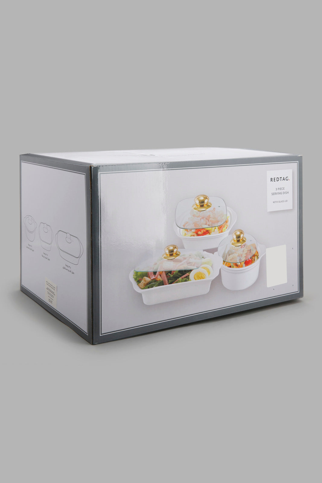 Redtag-White-Serving-Dish-With-Glass-Lid-(6-Piece)-Category:Bowls,-Colour:White,-Deals:New-In,-Filter:Home-Dining,-HMW-DIN-Serveware,-New-In-HMW-DIN,-Non-Sale,-Section:Homewares,-W22O-Home-Dining-