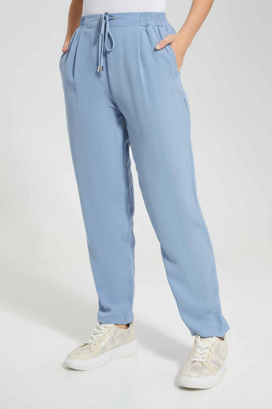 Redtag-Blue-Tapered-Leg-Elasticated-Wasit-Pant-Category:Trousers,-Colour:Blue,-Deals:New-In,-Filter:Women's-Clothing,-KSH,-New-In-Women-APL,-Non-Sale,-Section:Women,-W22O,-Women-Trousers-Women's-