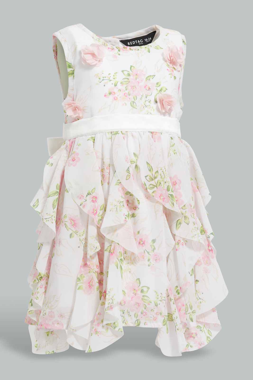 Redtag-Cream-Flared-Printed-Dress-Category:Dresses,-Colour:Cream,-Deals:New-In,-Festive,-Filter:Infant-Girls-(3-to-24-Mths),-ING-Dresses,-New-In-ING-APL,-Non-Sale,-Section:Girls-(0-to-14Yrs),-W22O-Infant-Girls-3 to 24 Months