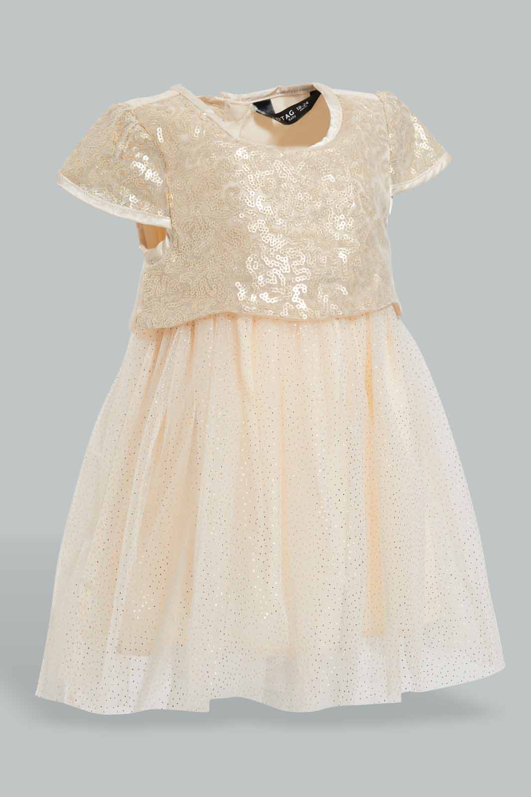 Redtag-Gold-Sequence-Dress-Category:Dresses,-Colour:Gold,-Deals:New-In,-Festive,-Filter:Infant-Girls-(3-to-24-Mths),-ING-Dresses,-New-In-ING-APL,-Non-Sale,-Section:Girls-(0-to-14Yrs),-W22O-Infant-Girls-