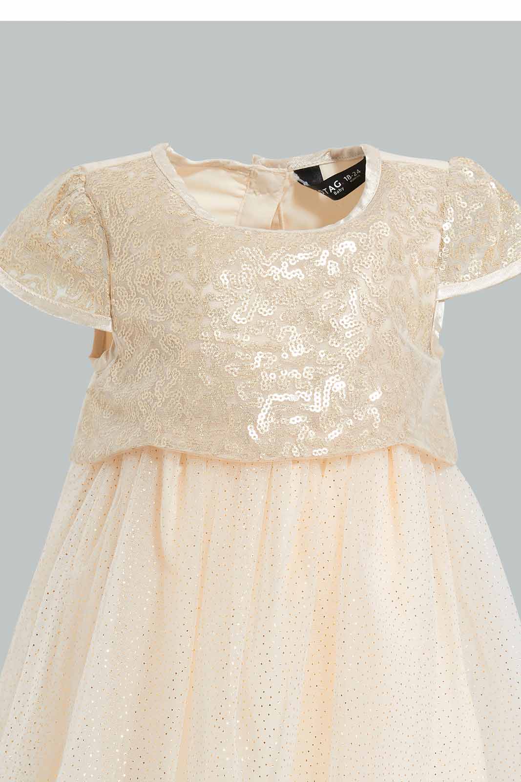 Redtag-Gold-Sequence-Dress-Category:Dresses,-Colour:Gold,-Deals:New-In,-Festive,-Filter:Infant-Girls-(3-to-24-Mths),-ING-Dresses,-New-In-ING-APL,-Non-Sale,-Section:Girls-(0-to-14Yrs),-W22O-Infant-Girls-