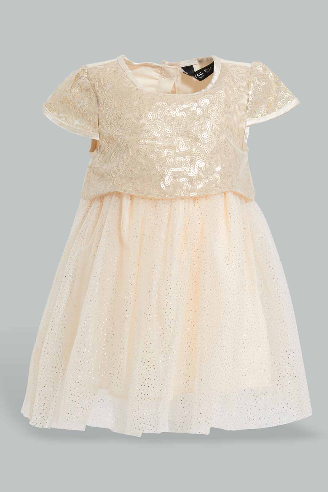 Redtag-Gold-Sequence-Dress-Category:Dresses,-Colour:Gold,-Deals:New-In,-Festive,-Filter:Infant-Girls-(3-to-24-Mths),-ING-Dresses,-New-In-ING-APL,-Non-Sale,-Section:Girls-(0-to-14Yrs),-W22O-Infant-Girls-
