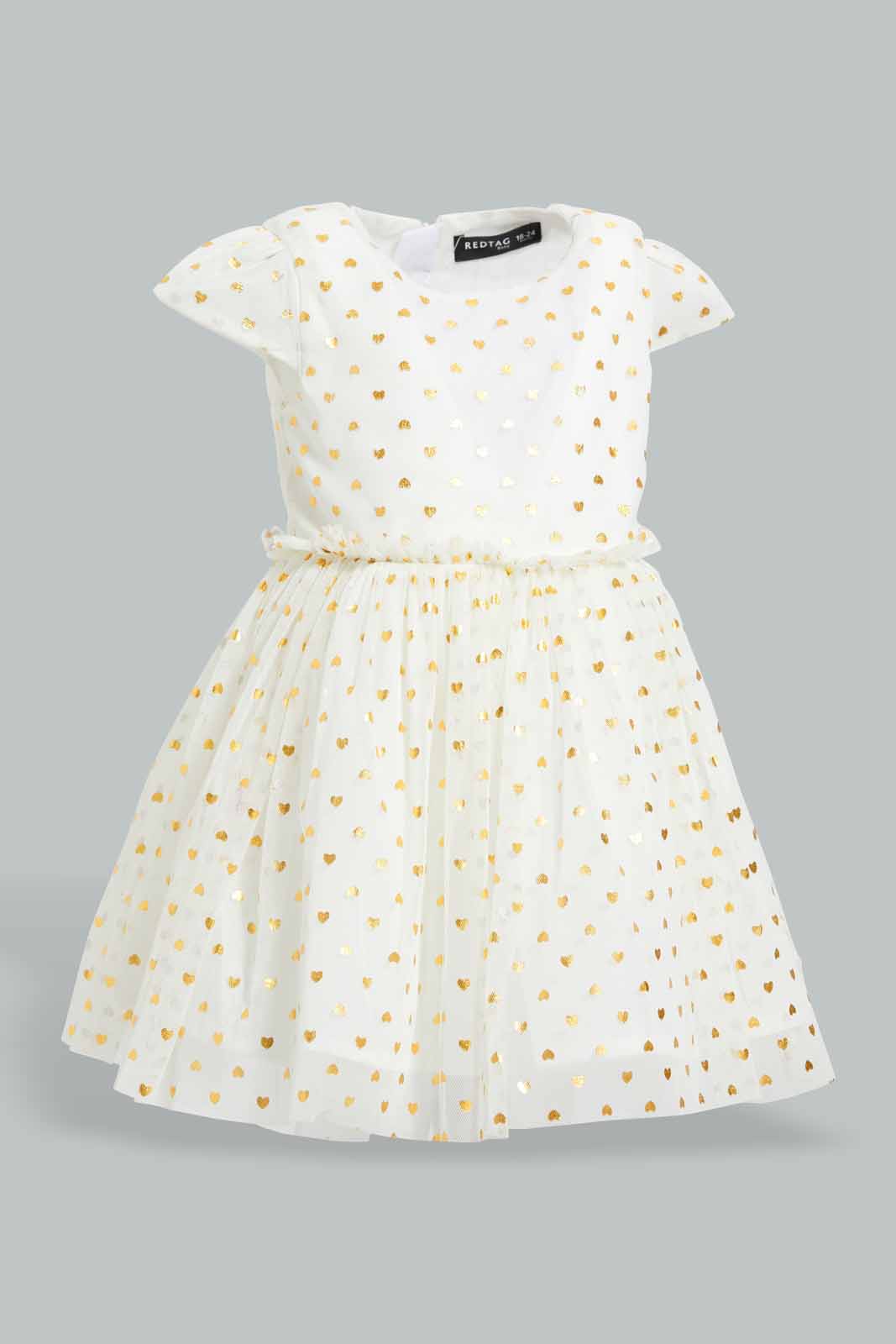 Redtag-Cream-Printed-Foil-Printed-Mesh-Dress-Category:Dresses,-Colour:Cream,-Deals:New-In,-Festive,-Filter:Infant-Girls-(3-to-24-Mths),-ING-Dresses,-New-In-ING-APL,-Non-Sale,-Section:Girls-(0-to-14Yrs),-W22O-Infant-Girls-