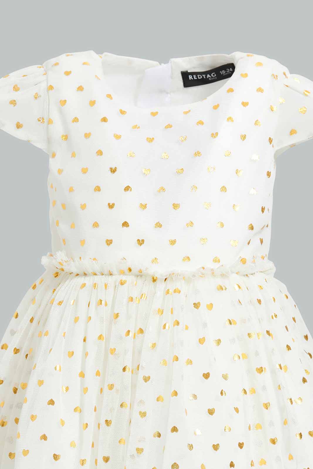 Redtag-Cream-Printed-Foil-Printed-Mesh-Dress-Category:Dresses,-Colour:Cream,-Deals:New-In,-Festive,-Filter:Infant-Girls-(3-to-24-Mths),-ING-Dresses,-New-In-ING-APL,-Non-Sale,-Section:Girls-(0-to-14Yrs),-W22O-Infant-Girls-