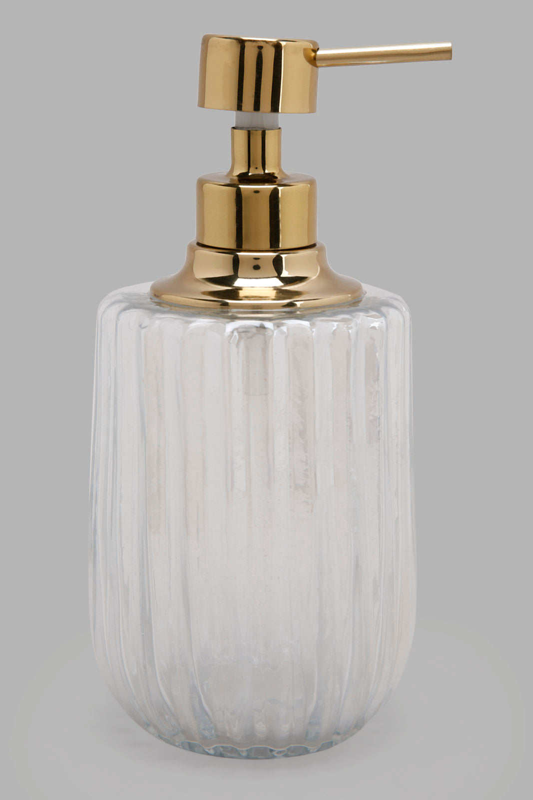 Redtag-Gold-Stripe-Glass-Lotion-Dispenser-Category:Toiletry-Sets,-Colour:Gold,-Deals:New-In,-Filter:Home-Bathroom,-HMW-BAC-Bath-Accessories,-New-In-HMW-BAC,-Non-Sale,-Section:Homewares,-W22A-Home-Bathroom-