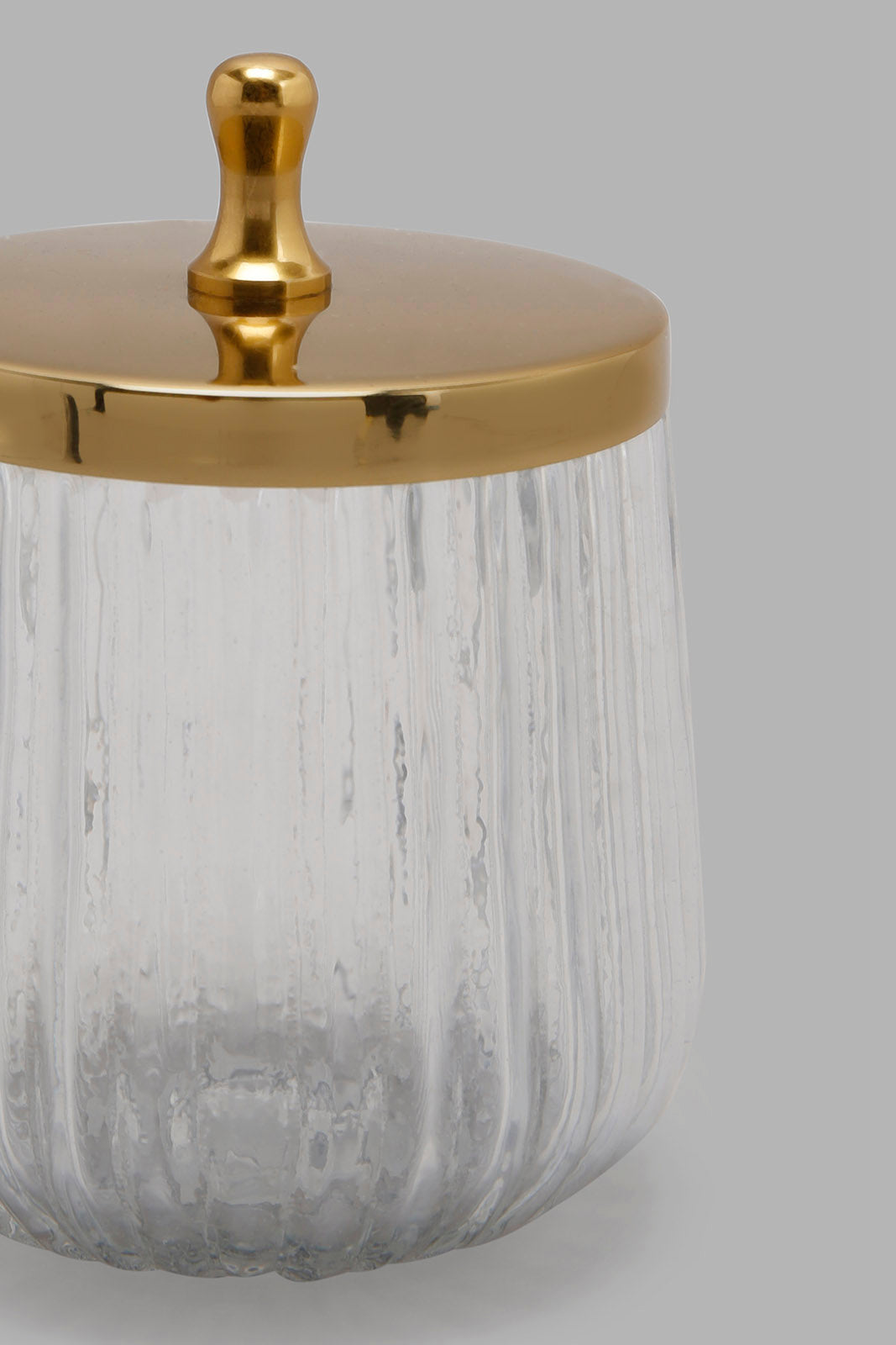 Redtag-Gold-Stripe-Glass-Cotton-Jar-Category:Bathroom-Accessories,-Colour:Gold,-Deals:New-In,-Filter:Home-Bathroom,-HMW-BAC-Bath-Accessories,-New-In-HMW-BAC,-Non-Sale,-Section:Homewares,-W22A-Home-Bathroom-