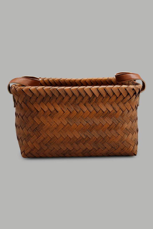 Redtag-Brown-Rectangle-Laundry-Basket-(Medium)-Category:Laundry-Hampers,-Colour:Brown,-Deals:New-In,-Filter:Home-Bathroom,-Harmony,-HMW-BAC-Bath-Accessories,-New-In-HMW-BAC,-Non-Sale,-Section:Homewares,-W22A-Home-Bathroom-