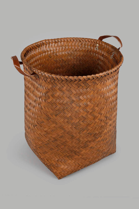 Redtag-Brown-Round-Laundry-Hamper-(Large)-Category:Laundry-Hampers,-Colour:Brown,-Deals:New-In,-Filter:Home-Bathroom,-Harmony,-HMW-BAC-Bath-Accessories,-New-In-HMW-BAC,-Non-Sale,-Section:Homewares,-W22A-Home-Bathroom-