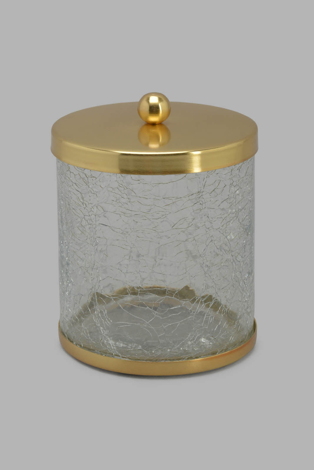 Redtag-Gold-Crackle-Glass-Cotton-Jar-Category:Bathroom-Accessories,-Colour:Gold,-Deals:New-In,-Filter:Home-Bathroom,-Harmony,-HMW-BAC-Bath-Accessories,-New-In-HMW-BAC,-Non-Sale,-S22C,-Section:Homewares-Home-Bathroom-