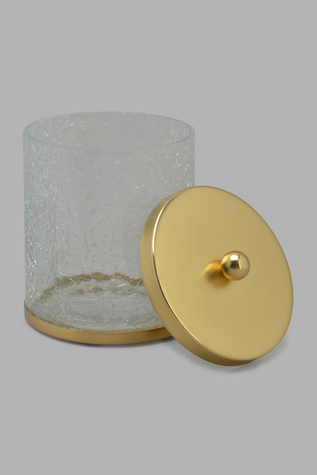 Redtag-Gold-Crackle-Glass-Cotton-Jar-Category:Bathroom-Accessories,-Colour:Gold,-Deals:New-In,-Filter:Home-Bathroom,-Harmony,-HMW-BAC-Bath-Accessories,-New-In-HMW-BAC,-Non-Sale,-S22C,-Section:Homewares-Home-Bathroom-