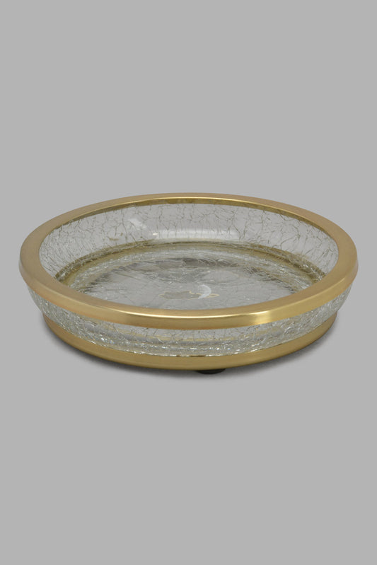 Redtag-Gold-Crackle-Glass-Soap-Dish-Category:Toiletry-Sets,-Colour:Gold,-Deals:New-In,-Filter:Home-Bathroom,-Harmony,-HMW-BAC-Bath-Accessories,-New-In-HMW-BAC,-Non-Sale,-S22C,-Section:Homewares-Home-Bathroom-