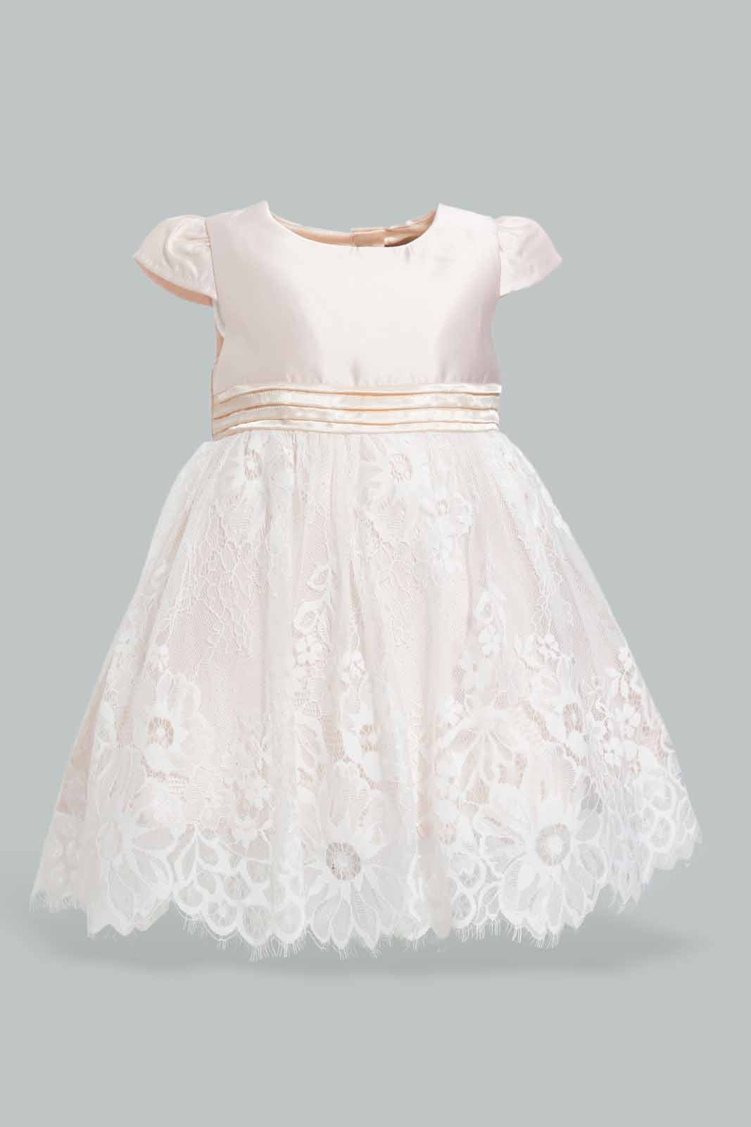 Redtag-Lt.-Pink-Cap-Sleeves-Mesh-Dress-Category:Dresses,-Colour:Apricot,-Deals:New-In,-EID,-Filter:Infant-Girls-(3-to-24-Mths),-ING-Dresses,-New-In-ING-APL,-Non-Sale,-Section:Girls-(0-to-14Yrs),-W22O-Infant-Girls-3 to 24 Months