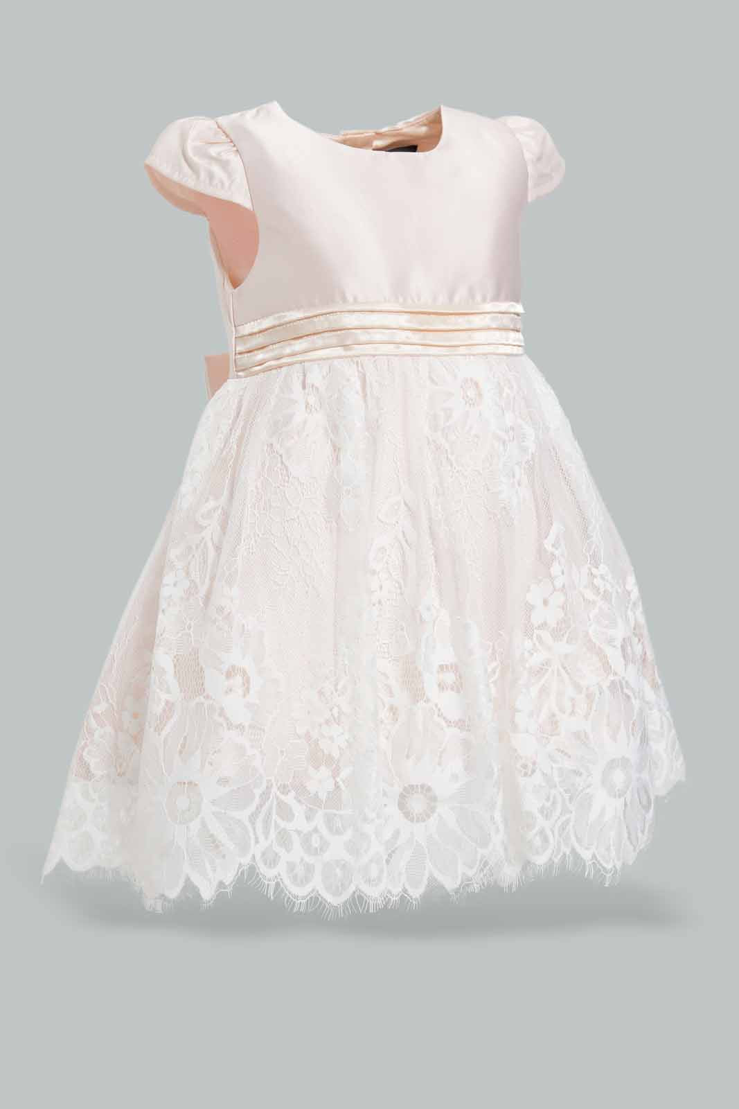 Redtag-Lt.-Pink-Cap-Sleeves-Mesh-Dress-Category:Dresses,-Colour:Apricot,-Deals:New-In,-EID,-Filter:Infant-Girls-(3-to-24-Mths),-ING-Dresses,-New-In-ING-APL,-Non-Sale,-Section:Girls-(0-to-14Yrs),-W22O-Infant-Girls-3 to 24 Months