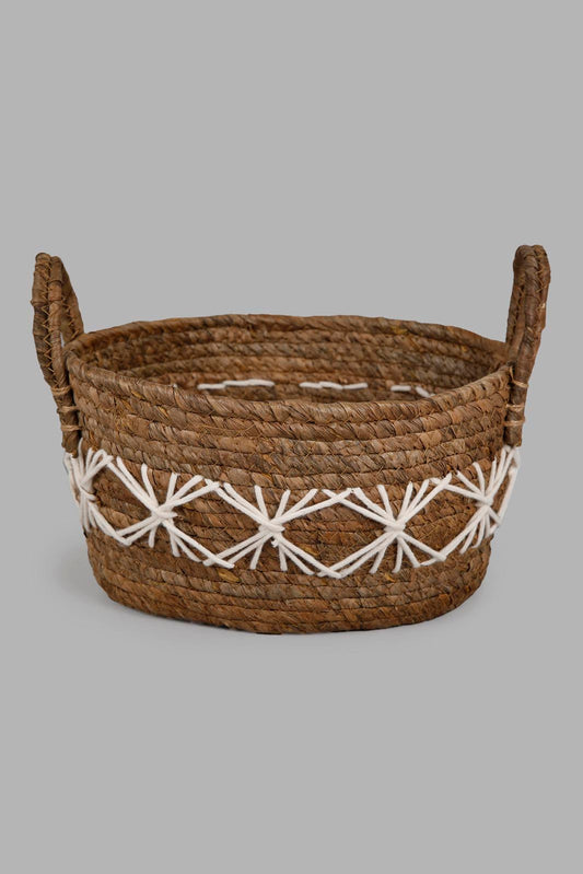 Redtag-Brown-Banana-Leaf-Oval-Laundry-Basket-(Small)-Category:Laundry-Hampers,-Colour:Brown,-Deals:New-In,-Filter:Home-Bathroom,-HMW-BAC-Bath-Accessories,-New-In-HMW-BAC,-Non-Sale,-Section:Homewares,-W22A-Home-Bathroom-