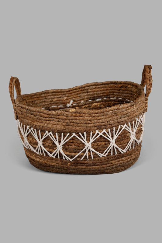 Redtag-Brown-Banana-Leaf-Oval-Laundry-Basket-(Large)-Category:Laundry-Hampers,-Colour:Brown,-Deals:New-In,-Filter:Home-Bathroom,-HMW-BAC-Bath-Accessories,-New-In-HMW-BAC,-Non-Sale,-Section:Homewares,-W22A-Home-Bathroom-
