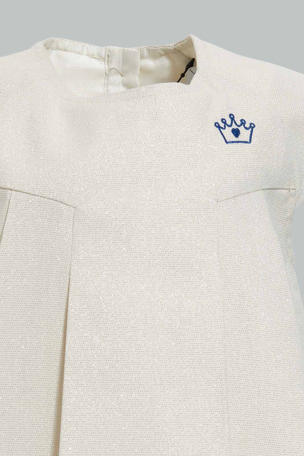 Redtag-Lt.-Gold-Plain-Pleated-Jacquard-Dress-Category:Dresses,-Colour:Gold,-Deals:New-In,-EID,-Filter:Infant-Girls-(3-to-24-Mths),-ING-Dresses,-New-In-ING-APL,-Non-Sale,-Section:Girls-(0-to-14Yrs),-W22O-Infant-Girls-3 to 24 Months