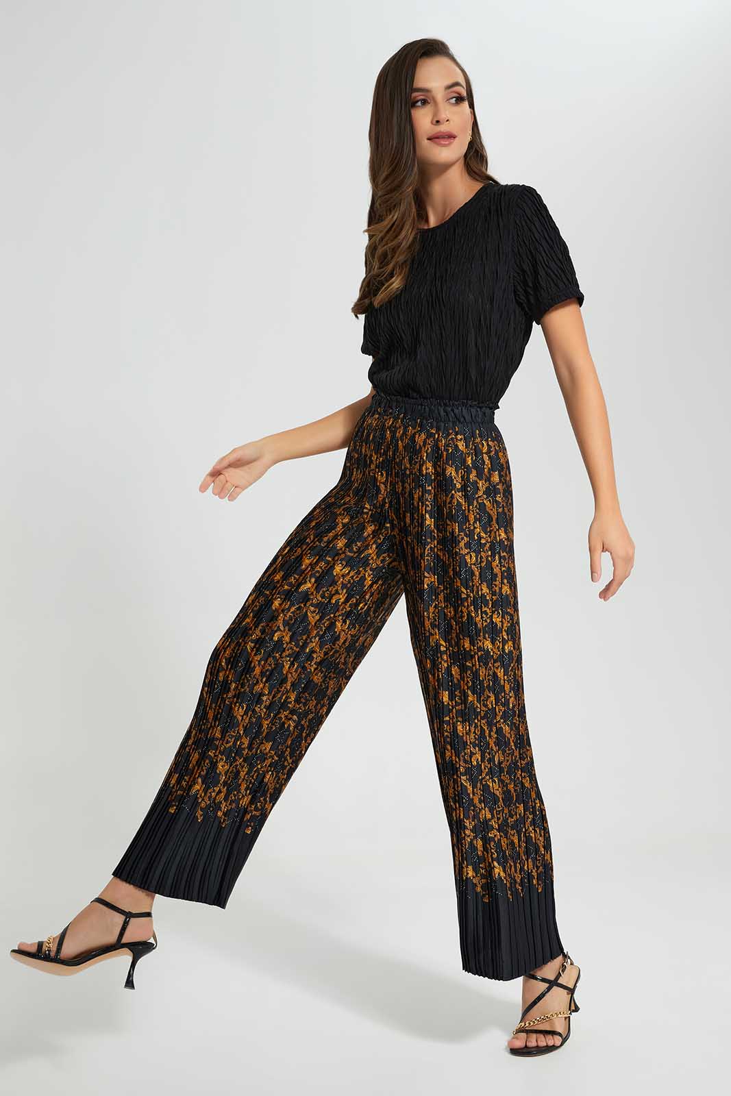 Redtag-Black-Printed-Pleated-Pants-Category:Trousers,-Colour:Black,-Deals:New-In,-Filter:Women's-Clothing,-LDC,-LDC-Trousers,-New-In-LDC-APL,-Non-Sale,-Section:Women,-W22O-Women's-